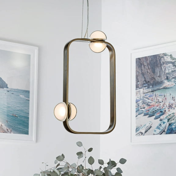 4-Light Modern Geometric Kitchen Island LED Chandelier Unique Antique Copper Conner LED Pendant