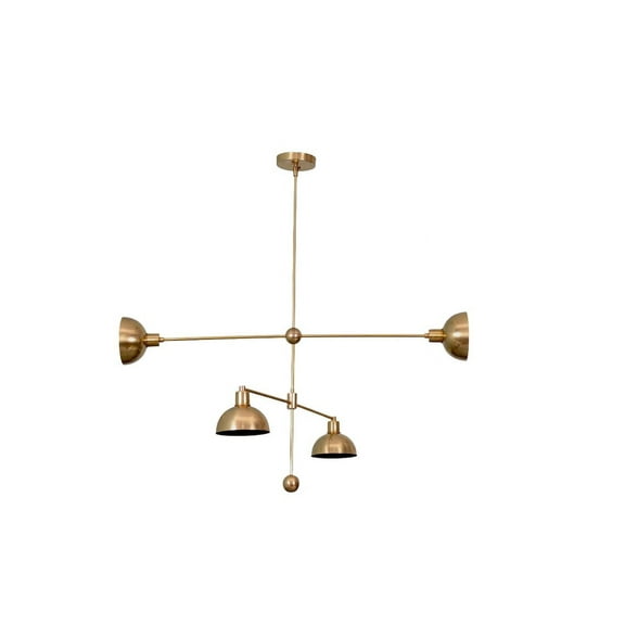 4 Light Modern Raw Brass chandelier light Fixture