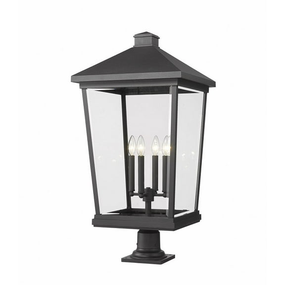 4 Light Outdoor Pier Mount Light In Transitional Style-33 Inches Tall And 16 Inches Wide Z-Lite 568Phxxlr-533Pm-Bk