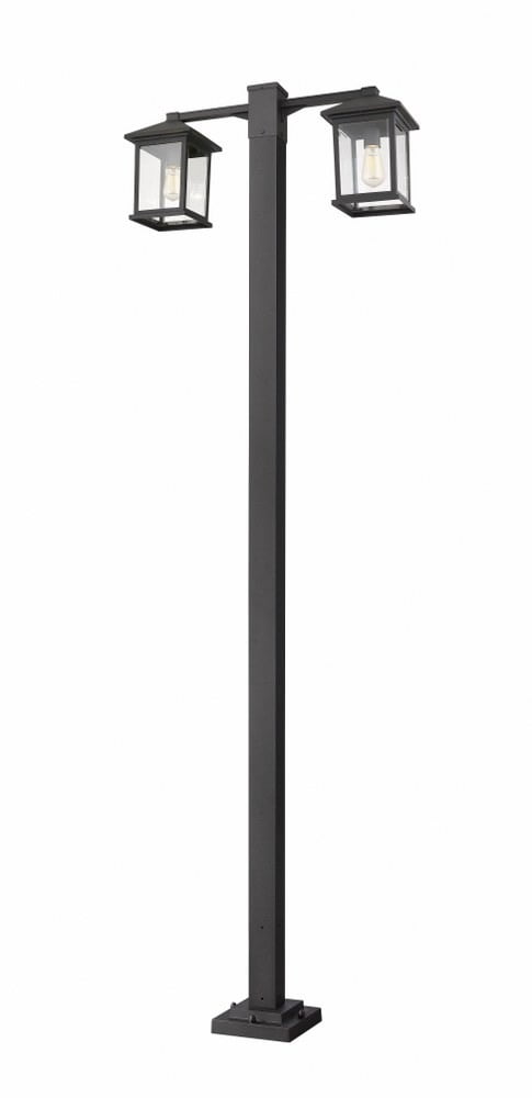 Portland 2 Light Outdoor Post Mounted Fixture Clear Beveled