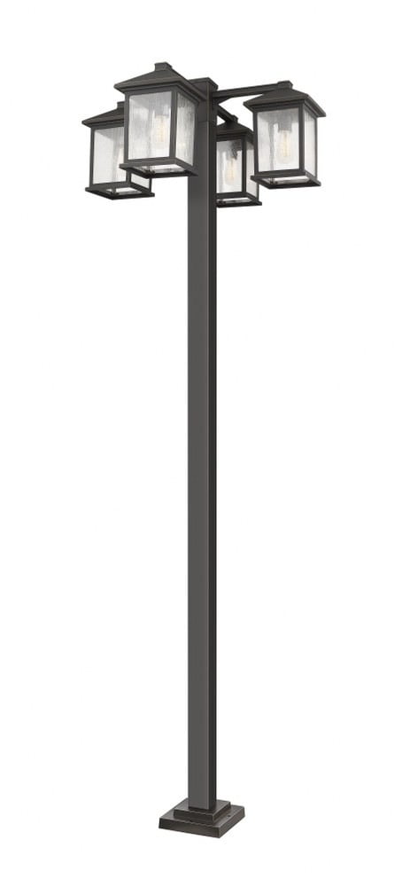 Z-Lite Portland 4 Light Seedy Glass Aluminum Outdoor Lamp Post in ...