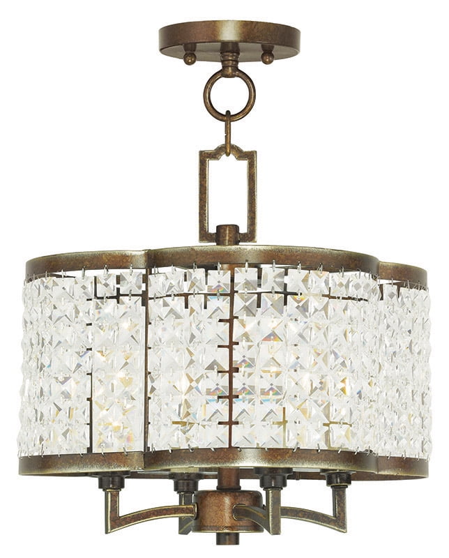 Palacial Bronze Mini Chandelier with Clear Crystal Shade
