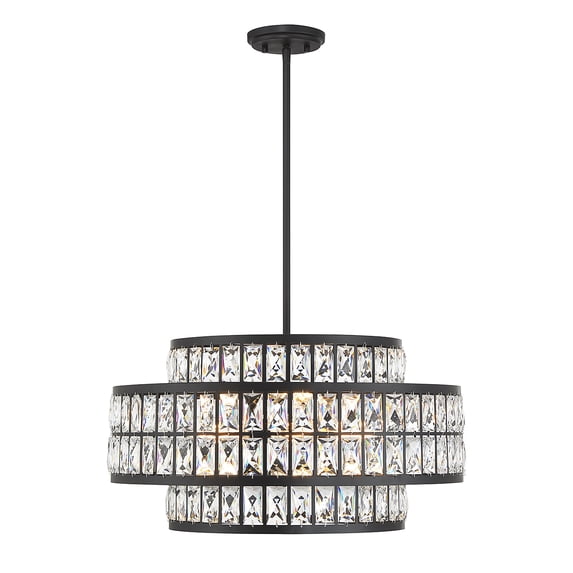Matte Black Four Light Pendant from the Renzo Collection