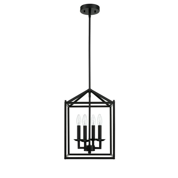4-Light Pendant Light Kithen Island Matte Black Ceiling Mount Light Fixture for for Bedroom, Dining Room, Living Room, Dining Table, Bars