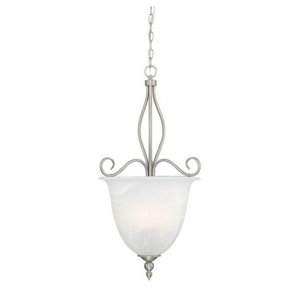 Pewter Finish 4-Light Pendant with Faux Alabaster Glass