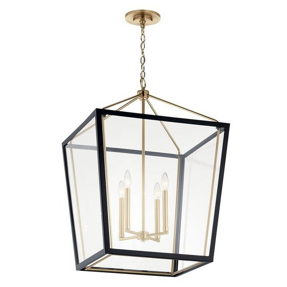 Delvin 31.75 Inch 4-Light Clear Glass Pendant in Champagne Bronze