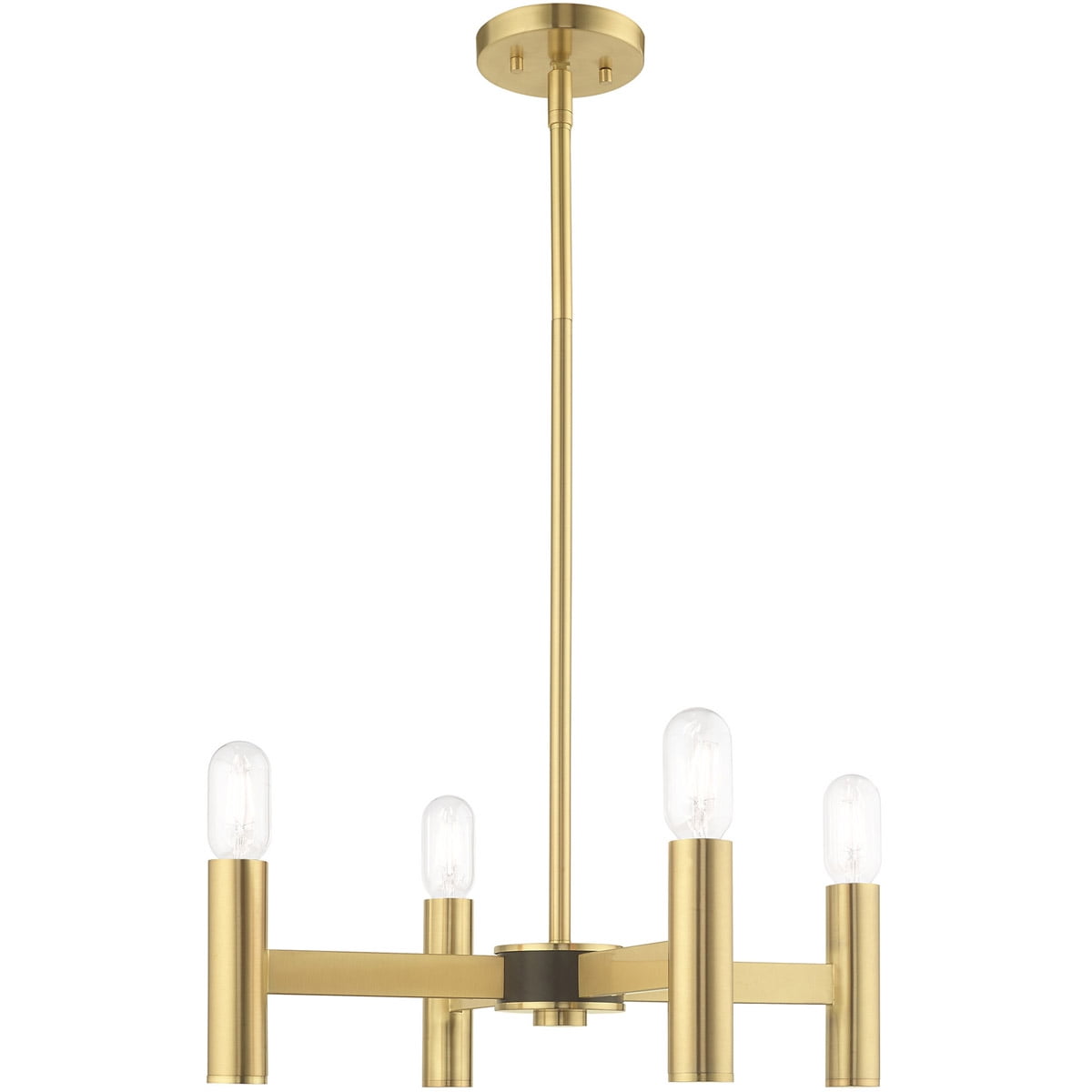 Copenhagen Satin Brass 4-Light Mini Industrial Chandelier