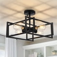thumbnail image 1 of 4-Light Semi Flush Mount Ceiling Light Fixtures Industrial Metal Cage Ceiling Lamp Fixtures Flush Mount Ceiling Lighting for Hallway Porch Kitchen Bathroom, 1 of 12