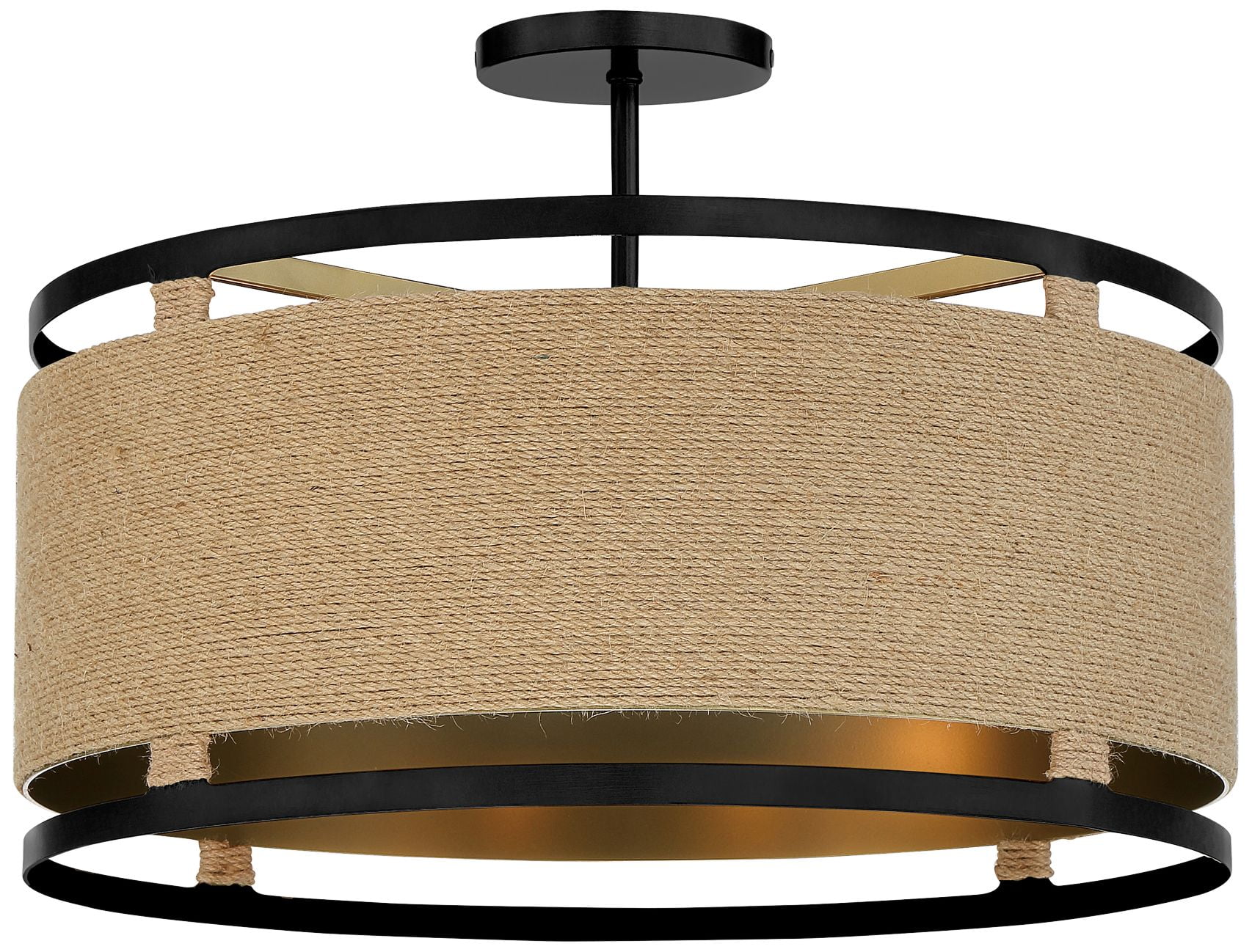 Windward Passage 4-Light Coal and Soft Brass Drum Ceiling Light