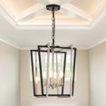 4Light Silver Chandelier, Farmhouse Lantern Pendant Lighting Fixtures