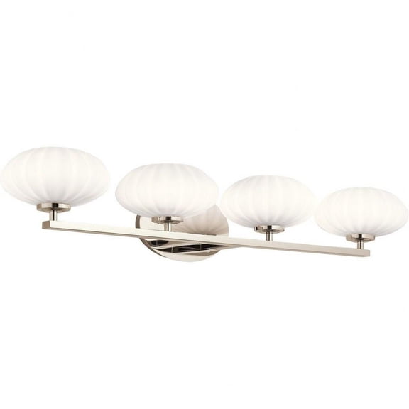 4 Light Soft Bathroom Light Fixture Damp Location Rated with Soft Contemporary Style 6 inches Tall By 34 inches Wide Bailey Street Home