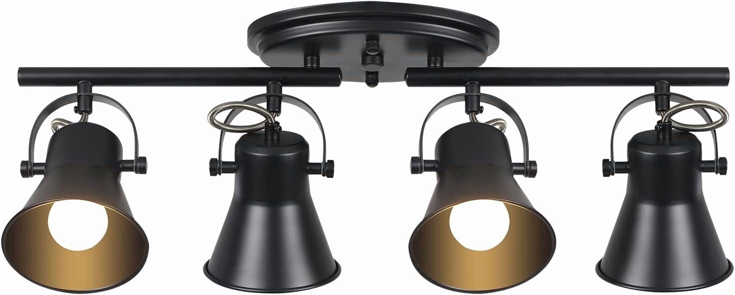 KEESFU 4-Light Industrial Track Lighting Fixture, Black Semi Flush Mount Ceiling Light with Adjustable Articulating Arms, Modern Accent Light for Living Room Kitchen Bedroom