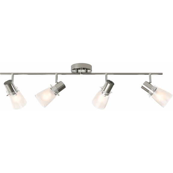 4-Light Track Lighting Kit, Brushed Nickel Flush Mount Ceiling Light Fixture with Frosted Glass Shades, Foldable Arms E26 Adjustable Heads Spotlight, ETL Listed (35.6 inch)
