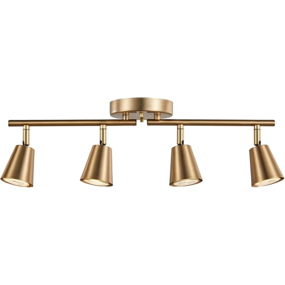 4 Light Track Lighting Kit, Matt Brass Finish Adjustable with Moden Flush Mount Ceiling Spotlight for Kitchen,Living Room,Home Improvement