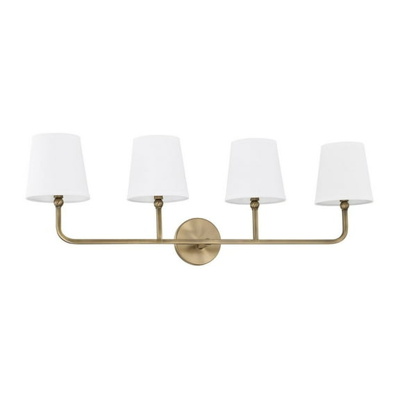 4 Light Transitional Bath Vanity Approved For Damp Locations In Transitional Style 35.25 High By 12 Wide-Aged Brass Finish Capital Lighting