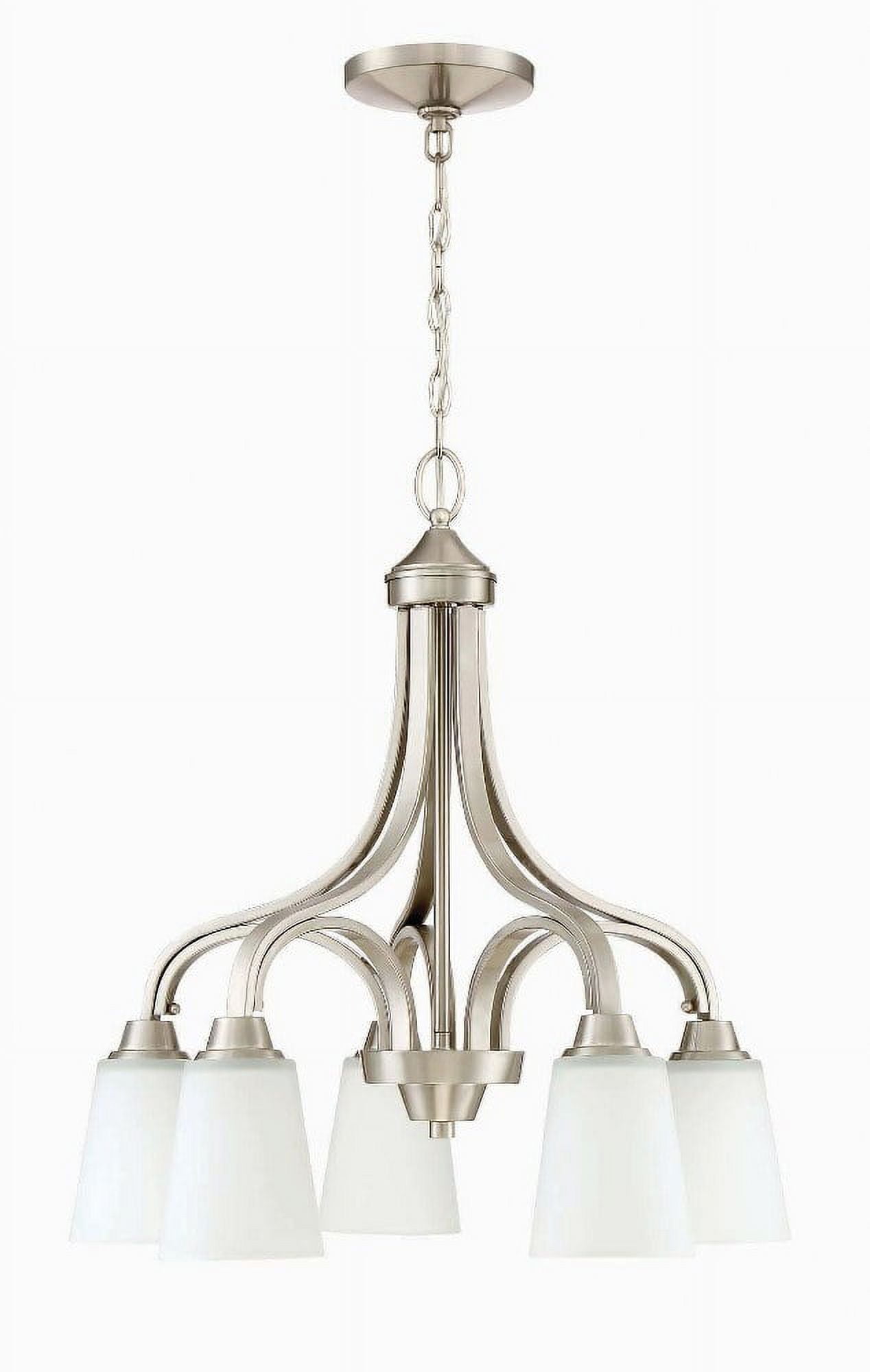 Grace 5-Light Down Chandelier in Brushed Polished Nickel with Frosted Glass Shades
