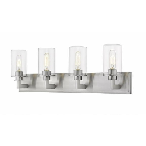 4 Light Vanity Light Fixture in Art Moderne Style 31.5 inches Wide By 10.25 inches High-Brushed Nickel Finish Bailey Street Home 372-Bel-2959263