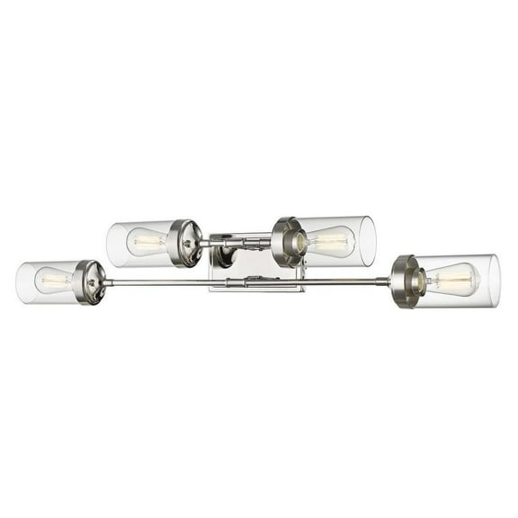 4 Light Vanity Light Fixture in Industrial Style 38 inches Wide By 6.25 inches High-Polished Nickel Finish Bailey Street Home 372-Bel-2750824