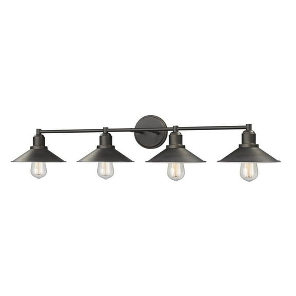 4 Light Vanity Light Fixture in Utilitarian Style 36.5 inches Wide By 9.75 inches High-Olde Bronze Finish Bailey Street Home 372-Bel-2750840