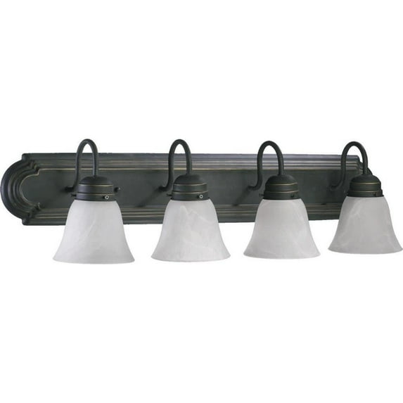 4 Light Vanity Light in Bailey Street Home Home Collection Style 30 inches Wide By 8 inches High-Old World Finish-Fau Alabaster Glass Color Bailey