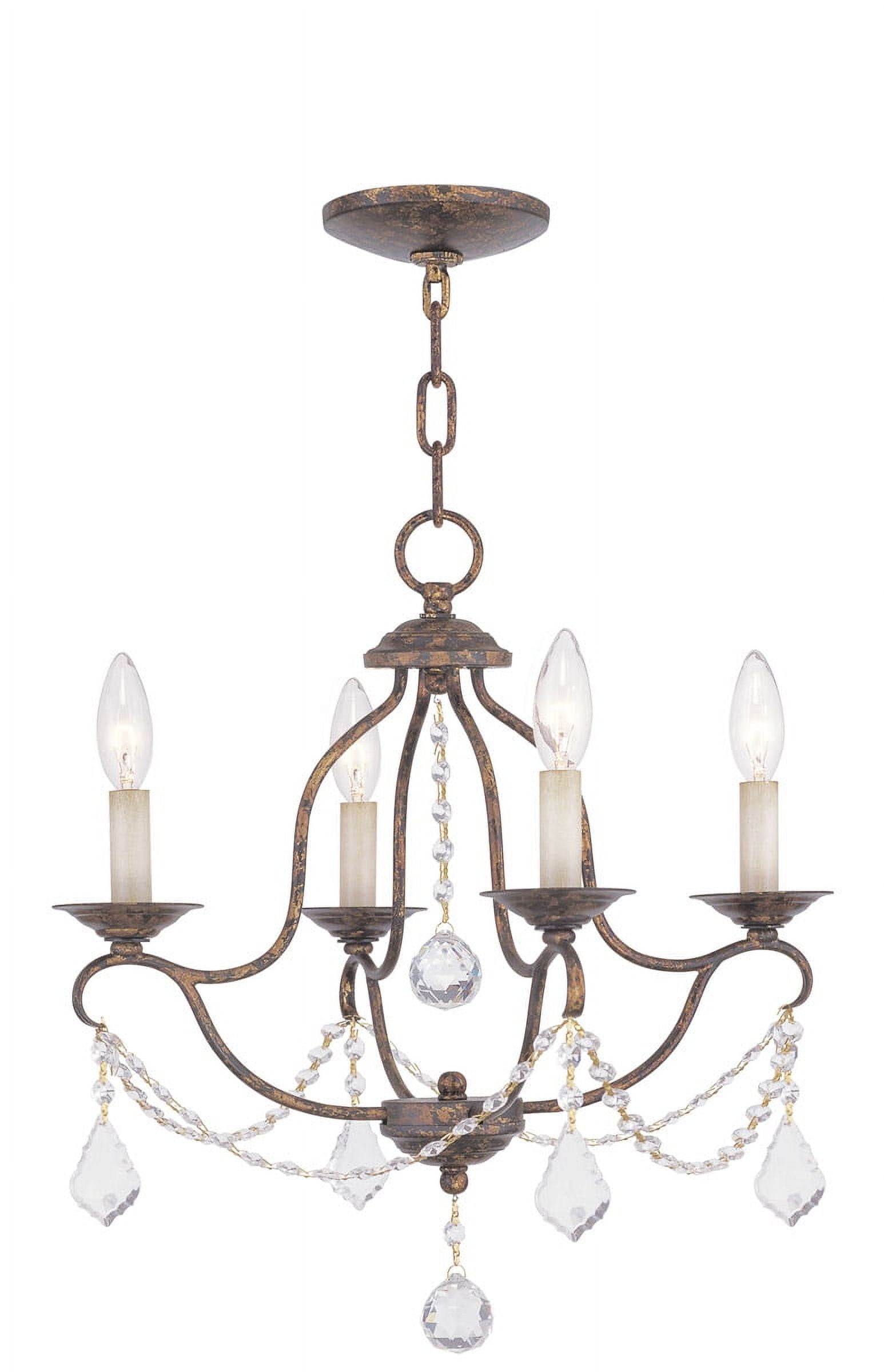 Venetian Bronze Mini Candle Style Chandelier with Crystals