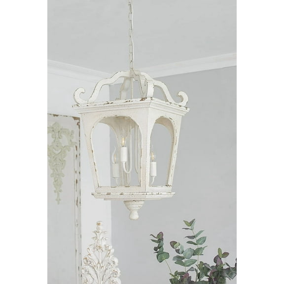 4 - Light Wood Chandelier, Hanging Light Fixture with Adjustable Chain for Kitchen Dining Room Foyer Entryway, Bulb Not Included