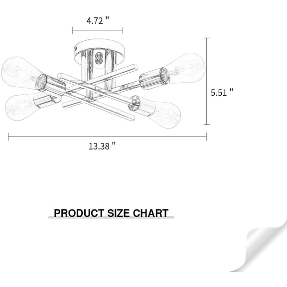 4-Lights Ceiling Light Fixture