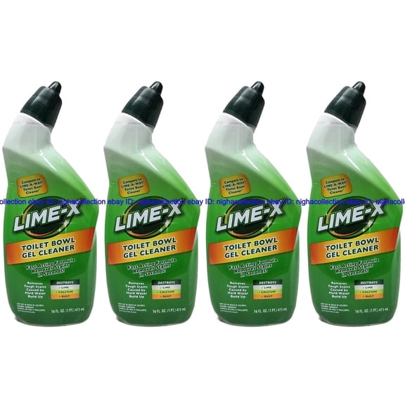 ( 4 ) Lime-x Liquid Toilet Bowl Gel Cleaner, Removes Lime Calcium Rust 16 oz Ea