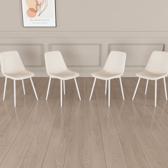 4 Linen Dining Chairs with Woven Pattern / Harmonious Look with Dining Tables