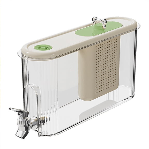 4 Liter Drink Dispenser, Large Capacity Beverage Dispenser with Spigot, 4L Pitcher with Lid for Cold Drinks Iced Tea Lemonade, Plastic Party Punch Bowl, Green