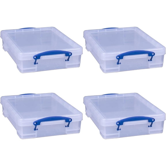 4-Liter Stackable Clear Storage Container with Snap Lid and Clip Lock Handles (4 Pack)