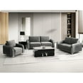 thumbnail image 1 of 4 Living Room Consisting Of Gray Velvet , , Chair And Black Mirrored Table - Wood Frame Flair In Modern Style With Coffee Construction, 1 of 6