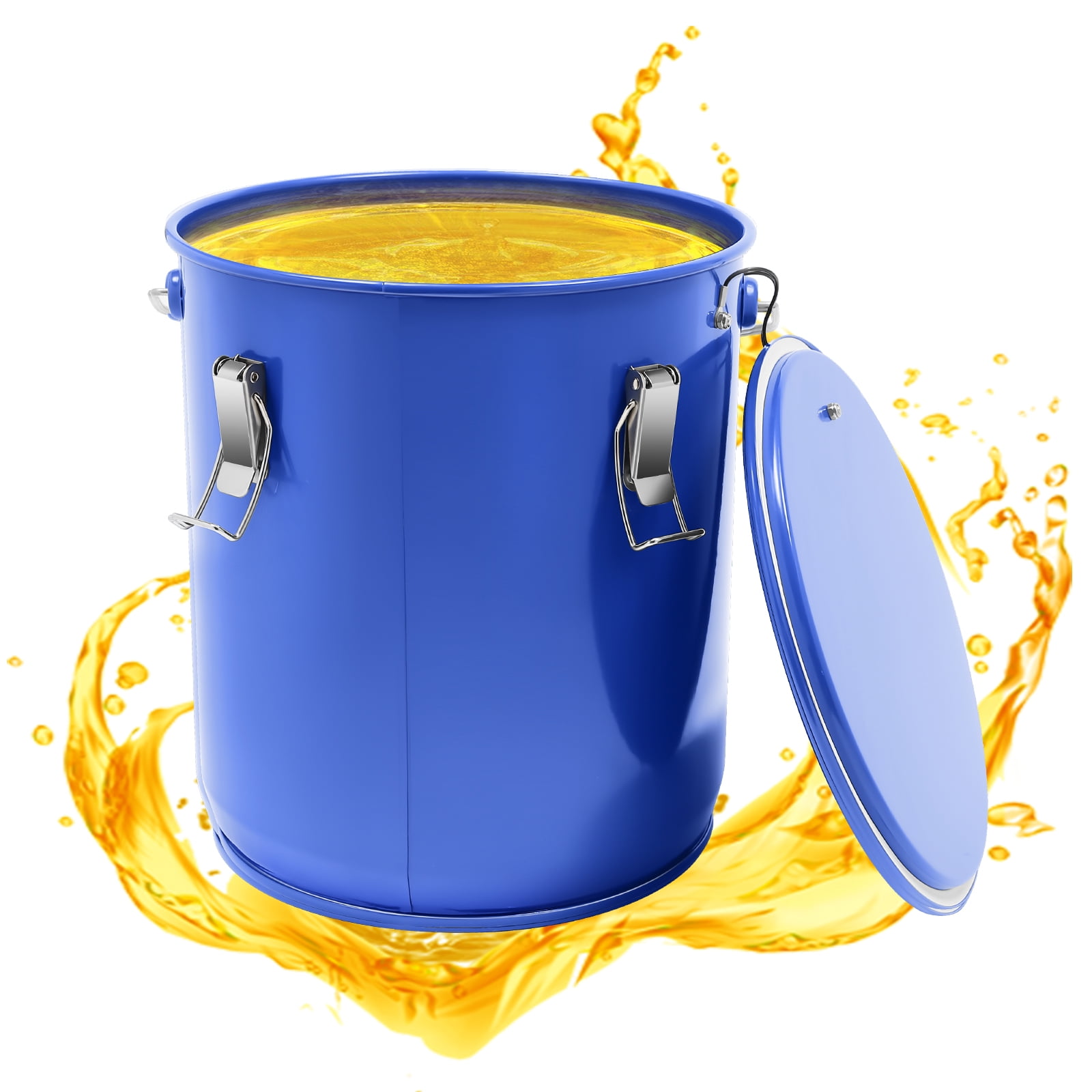 4 Lock Clips Blue Fryer Grease Bucket, Steel Fryer Oil Bucket, Oil ...