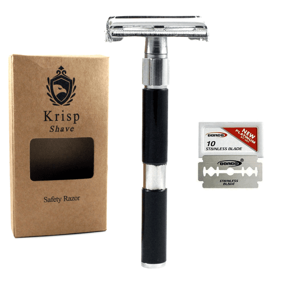 4" Long Handle Butterfly Open Safety Razor For Men Women + 5 Shaving Blades