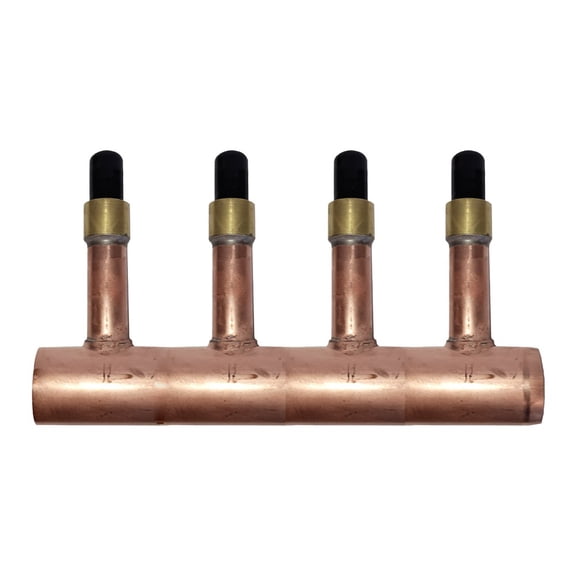 4 Loop 1" Copper Radiant Manifold w/ 1/2" Pex Crimp Fittings