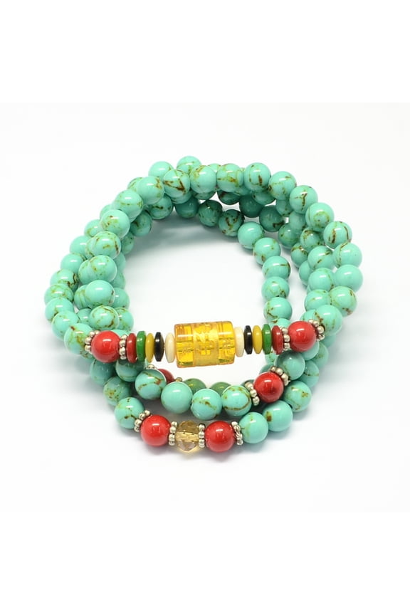 4-Loop Wrap Meditation Yellow Jade Beaded Bracelets Necklaces Aquamarine 700x6mm 108pcs/strand 27.5 inch