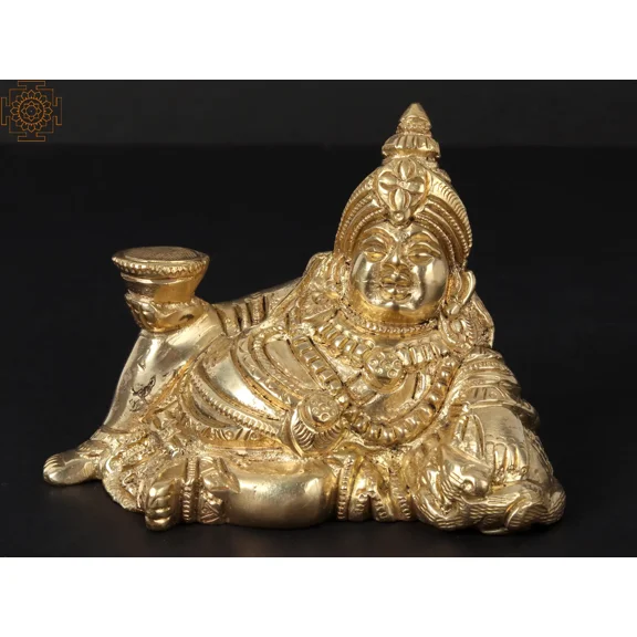 4" Lord Kubera In Brass | Handmade | Made In India