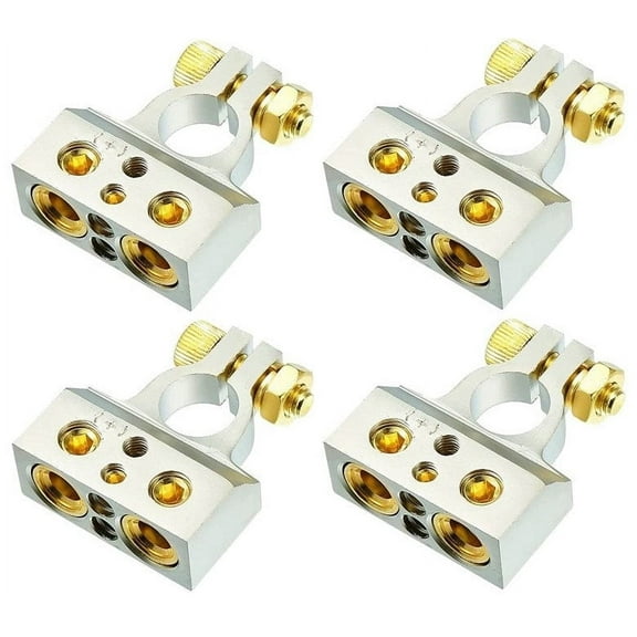 4 MK Audio MBTC300P 0/2/4/6/8 AWG Single Positive Power Battery Terminal Connectors Chrome