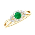thumbnail image 1 of Rosec Jewels Natural Emerald Flower Engagement Ring for Women - Half Carat - AAA Grade - Emerald and Diamond Ring - with Jewelry Box, 18K Yellow Gold, US 7.50, 1 of 8