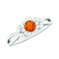 thumbnail image 1 of Rosec Jewels 5 MM Fire Opal Flower Engagement Ring with Diamond for Women, 14K White Gold, US 3.50, 1 of 9