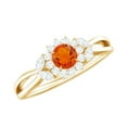 thumbnail image 1 of Rosec Jewels 5 MM Fire Opal Flower Engagement Ring with Diamond for Women, 18K Yellow Gold, US 4.50, 1 of 9