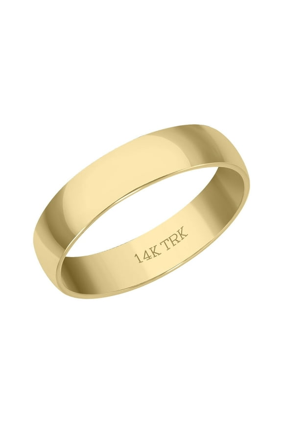 4 MM Plain Band Ring for Men and Women in Solid 14K Yellow Gold, Graceful Gold Ring, A Stunning Precious Jewelry Gift For Loved Once (Ring Size 5.5)