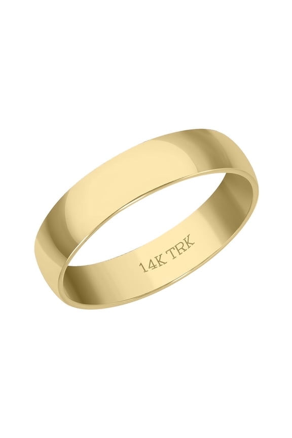 4 MM Plain Band Ring for Men and Women in Solid 14K Yellow Gold, Graceful Gold Ring, A Stunning Precious Jewelry Gift For Loved Once (Ring Size 6.5)