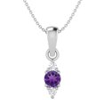 thumbnail image 1 of 4 MM Round Natural Amethyst 925 Silver Classic Delicate Women Valentines Day Gifts Necklace, 1 of 4