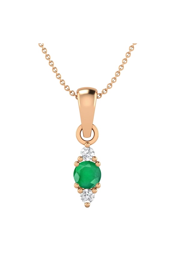 4 MM Round Natural Emerald 925 Silver Rose Vermeil Classic Delicate Women Valentines Day Gifts Necklace