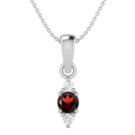 4 MM Round Natural Garnet 925 Silver Classic Delicate Women Valentines Day Gifts Necklace