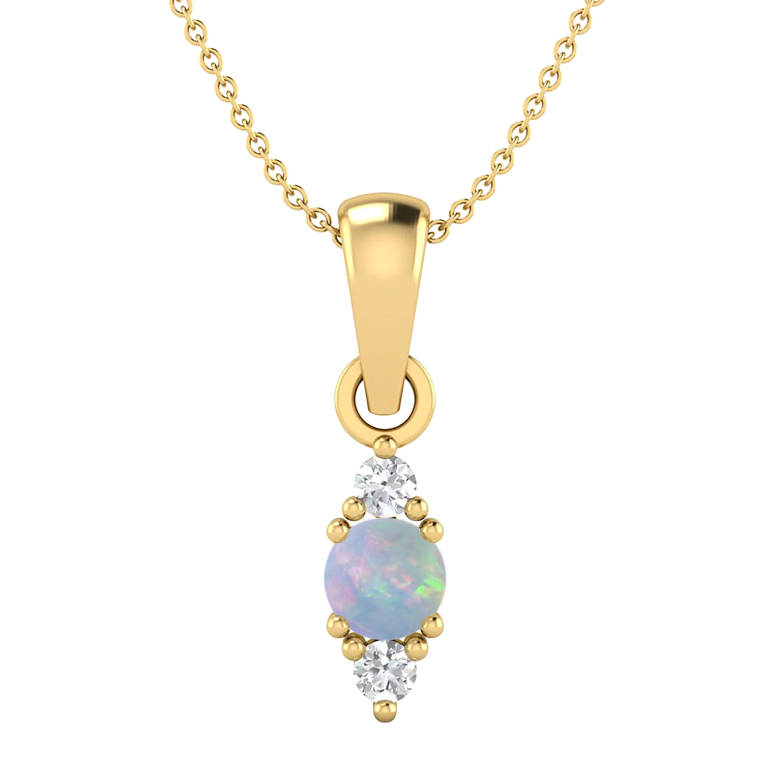 4 MM Round Natural Opal 925 Silver Gold Vermeil Classic Delicate Women  Valentines Day Gifts Necklace