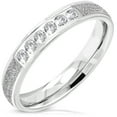 thumbnail image 1 of 4 MM Stainless Steel Contemporary Sandblasted Cubic Zirconia Wedding Band Ring, 1 of 1