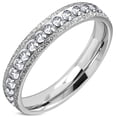 thumbnail image 1 of 4 MM Stainless Steel Stardust Sandblasted Eternity CZ Comfort Fit Wedding Band Ring, 1 of 1