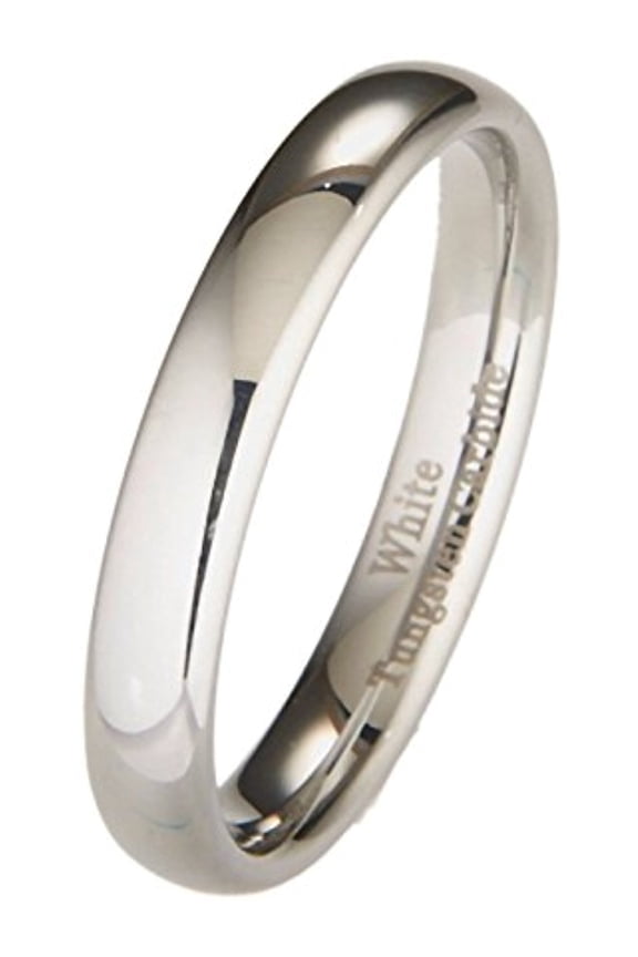 4 MM White Tungsten Wedding Band Dome Comfort Fit Ring Size 4 to 10 (6.5)